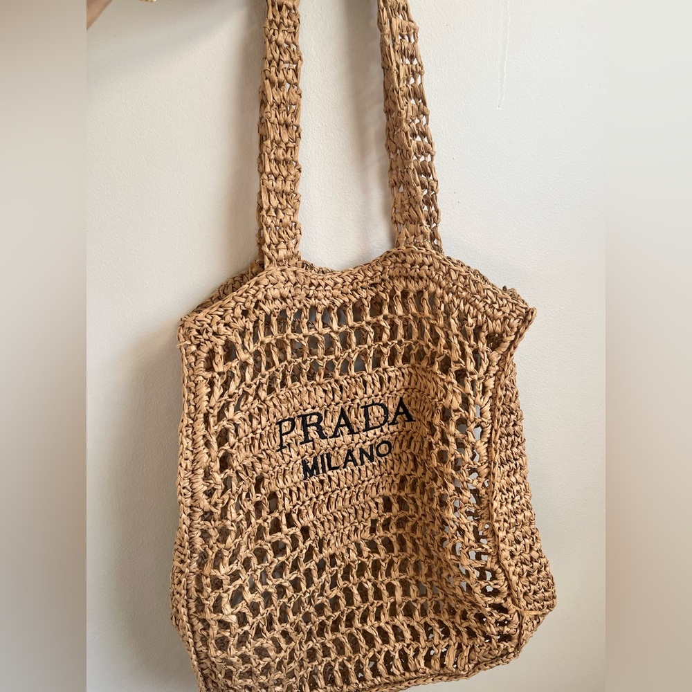 Designer inspired straw tote